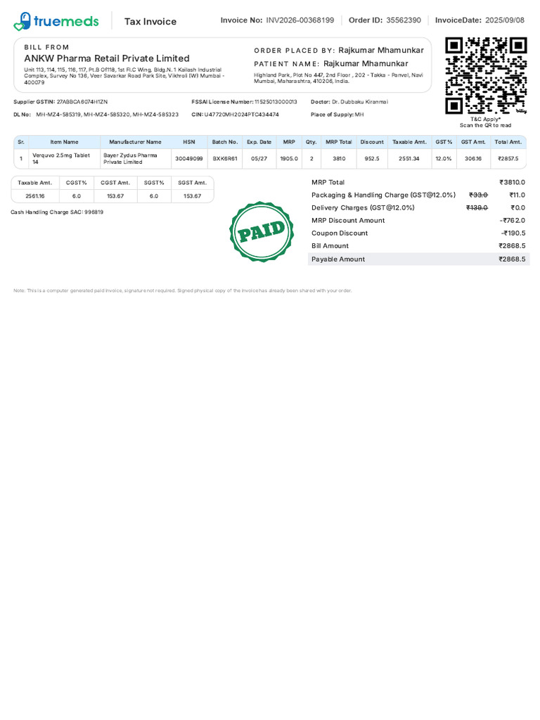 Order Invoice 35562390 Paid | PDF | Sales | Public Finance