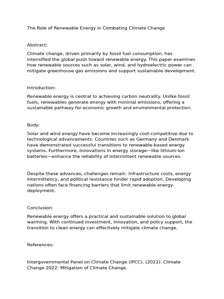 Document | PDF | Climate Change Mitigation | Renewable Energy