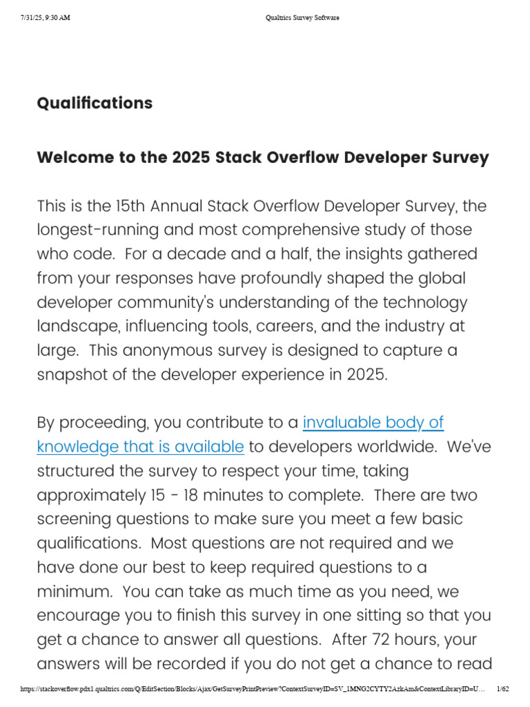 2025 Stack Overflow Developer Survey | PDF | Software Development ...