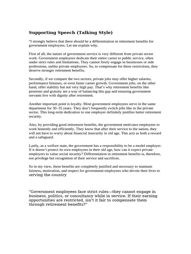 Justifying Enhanced Retirement Benefits for Government Employees | PDF