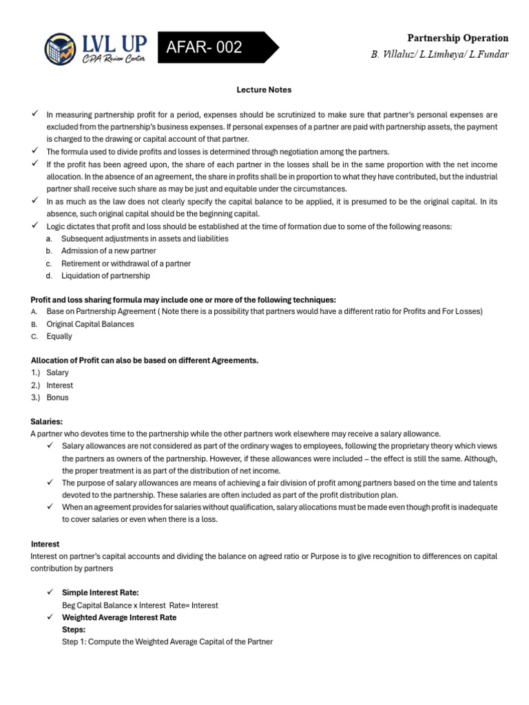 Partnership Profit Allocation Methods | PDF | Partnership | Salary