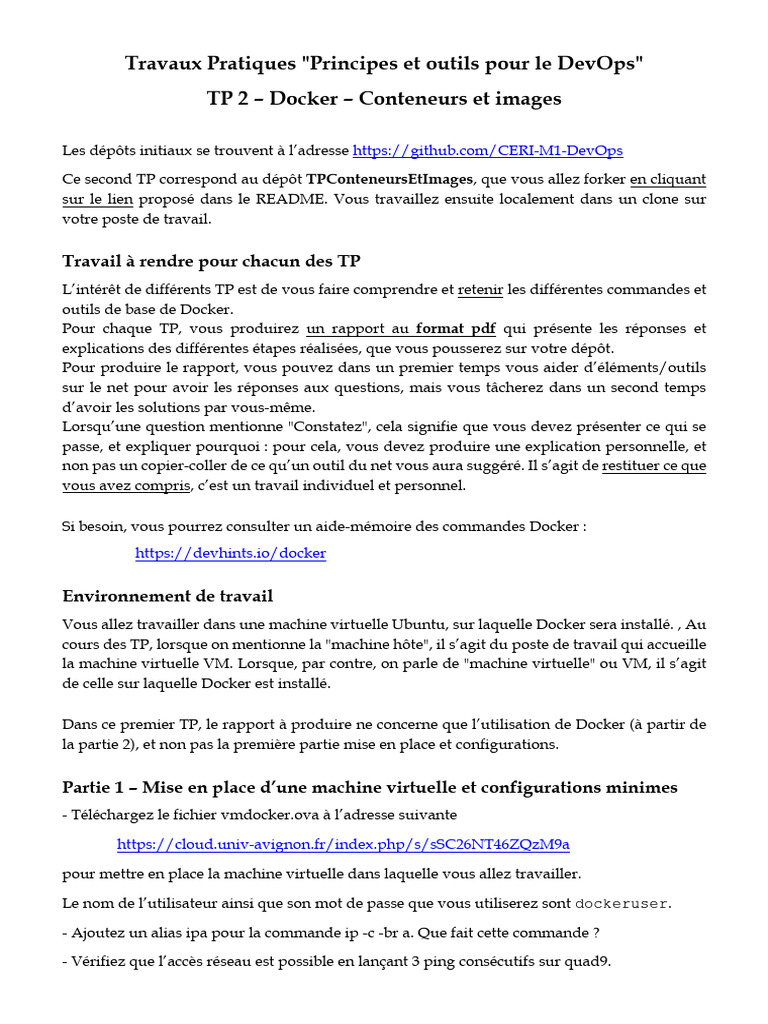TP Docker : Conteneurs et Images en DevOps | PDF | Fichier informatique ...