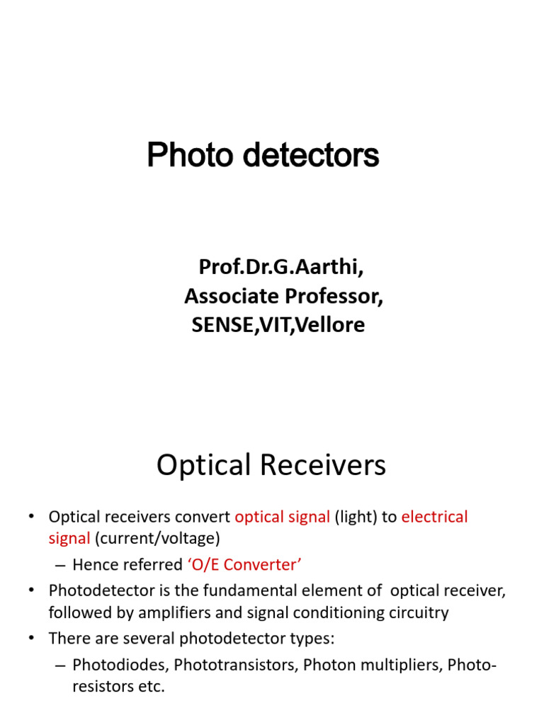 Photodetectors in Optical Communication | PDF | Signal To Noise Ratio ...