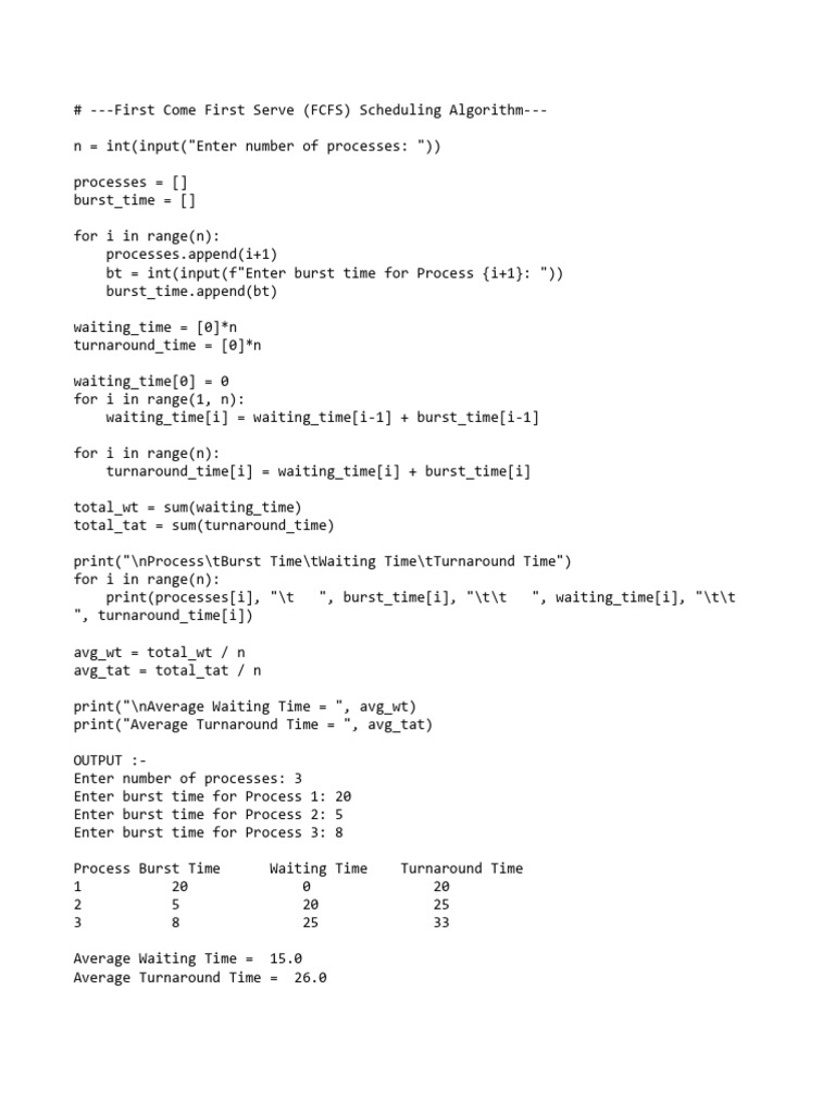 FCFS Scheduling Algorithm Explained | PDF