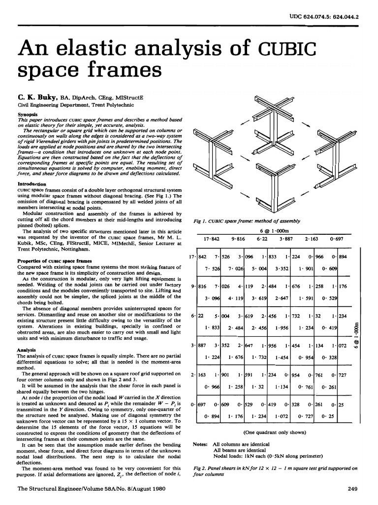 Elastic Analysis of CUBIC Space Frames | PDF | Truss | Boundary Element ...