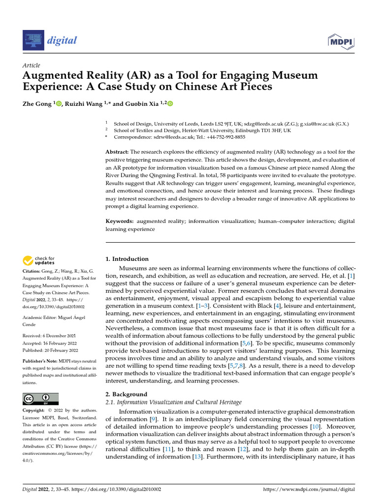 AR Enhances Museum Engagement with Art | PDF | Augmented Reality | Learning