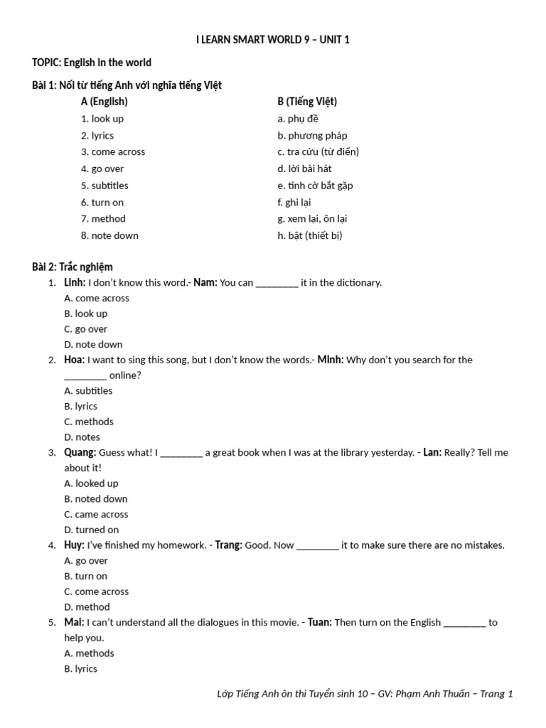 I Learn Smart World 9-Theo Unit | PDF