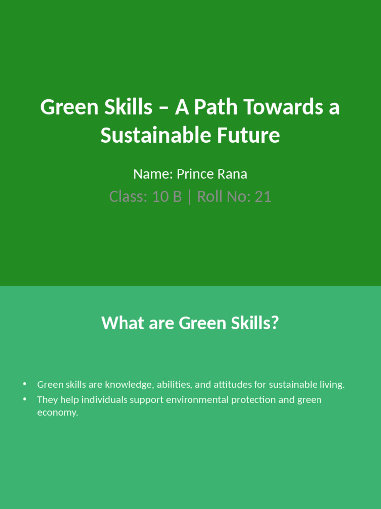 Green Skills for a Sustainable Future | PDF