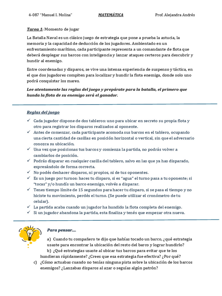 Secuencia Batalla Naval | PDF | Sistema de coordenadas Cartesianas