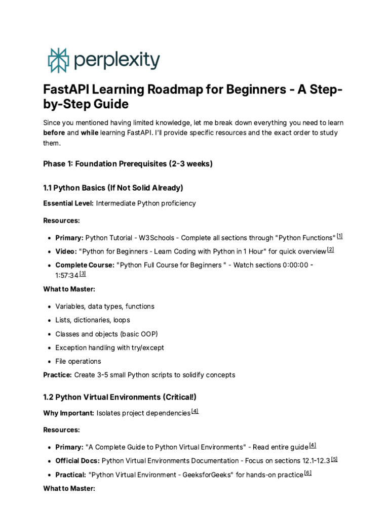 FastAPI Learning Roadmap for Beginners - A Step-By | PDF | Python ...