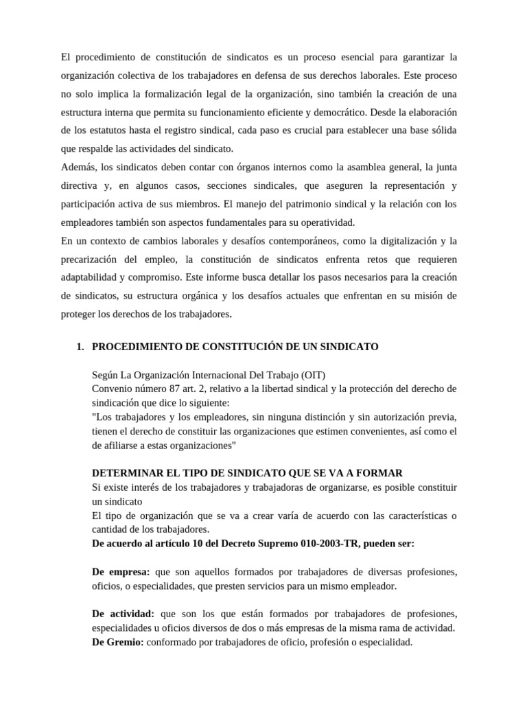 Cómo constituir un sindicato eficazmente | PDF | Sindicato | Derecho ...
