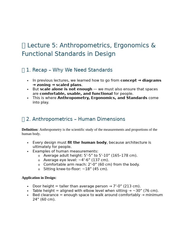 Understanding Anthropometrics in Design | PDF | Anthropometry | Bedroom