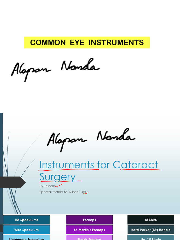 Essential Instruments for Cataract Surgery | PDF | Ophthalmology | Human Eye