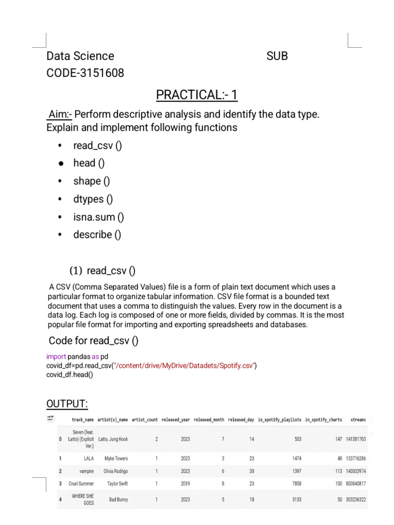 Data Science Practical Exercises Guide | PDF | Comma Separated Values ...