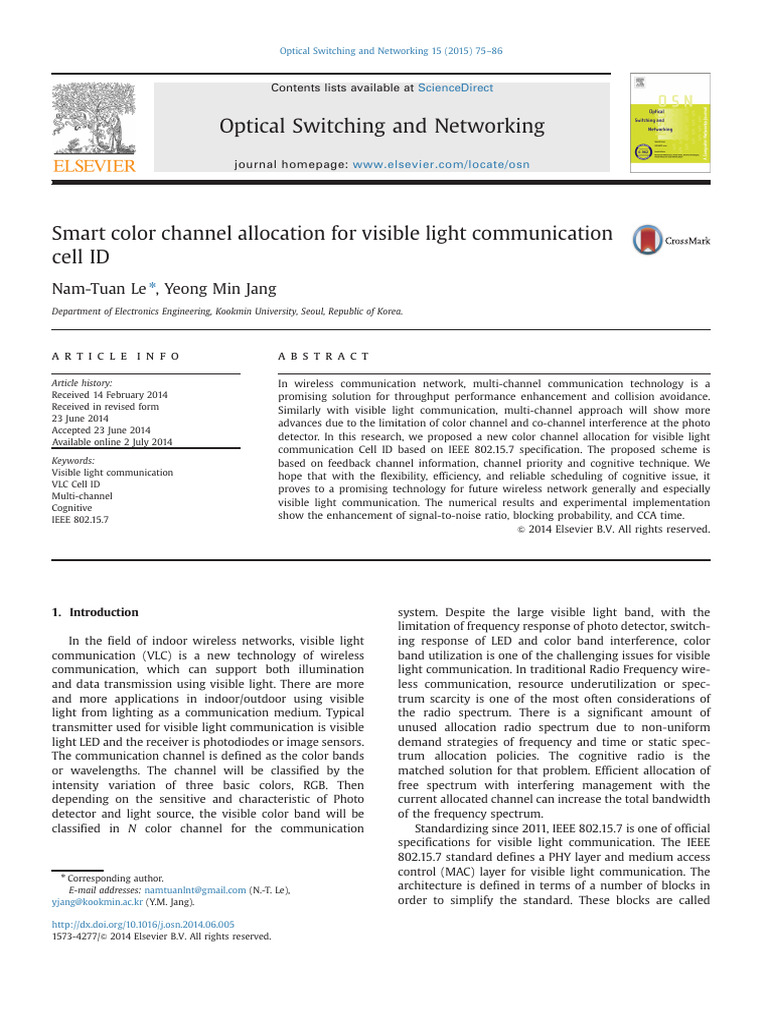 Smart Color Channel Allocation For Visible Light Communication Cell ID ...