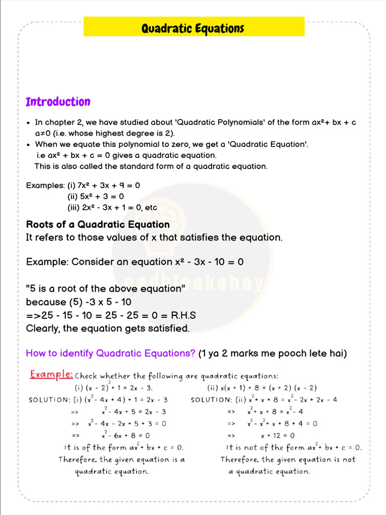 Understanding Quadratic Equations | PDF
