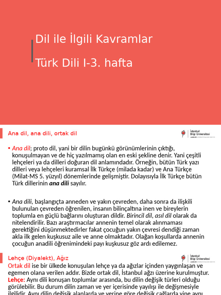 Hafta Dil Ile Ilgili Kavramlar | PDF
