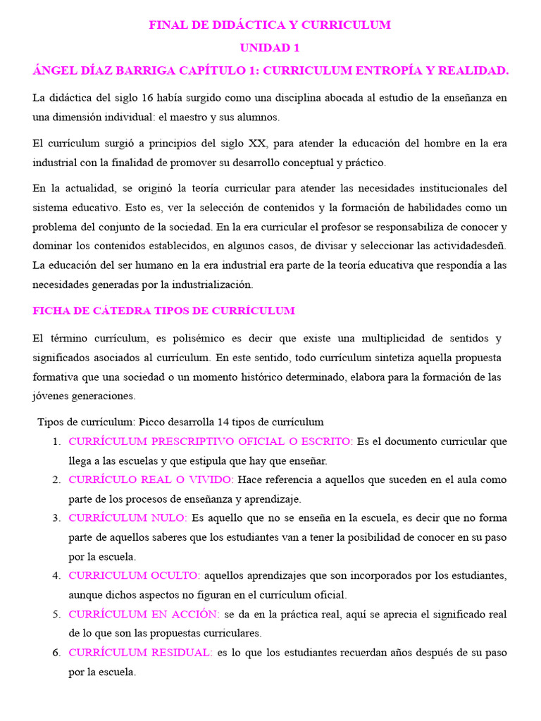 Didactica y Curriculum FINAL Agosto 2025 | PDF | Plan de estudios ...