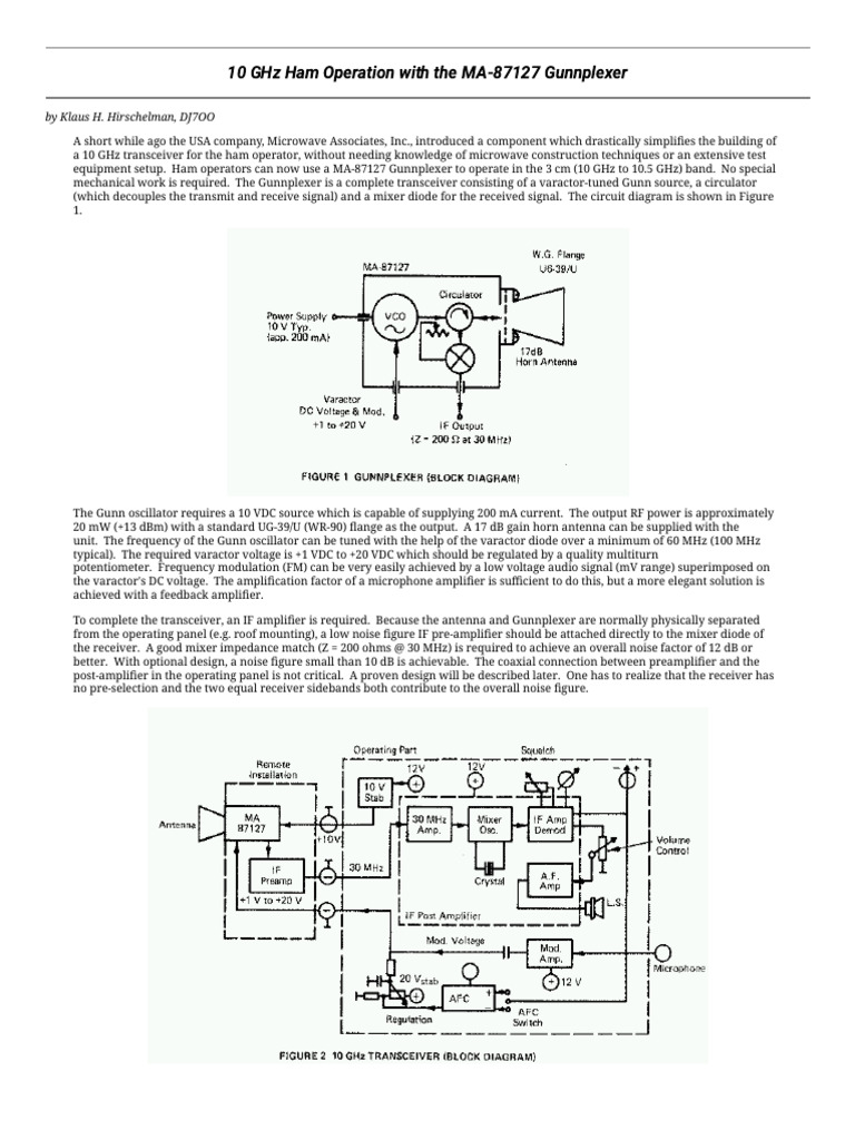 10 GHz Ham Radio with MA-87127 Gunnplexer | PDF | Amplifier ...