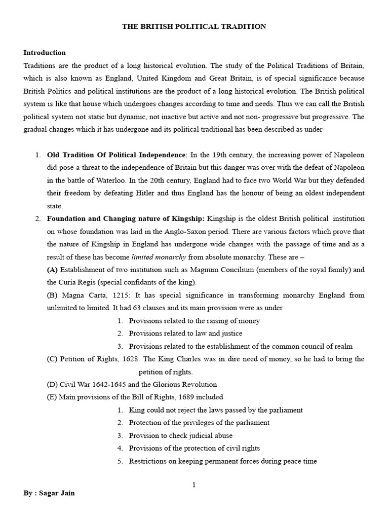 British Political Tradition Overview | PDF | Constitution Of The United ...