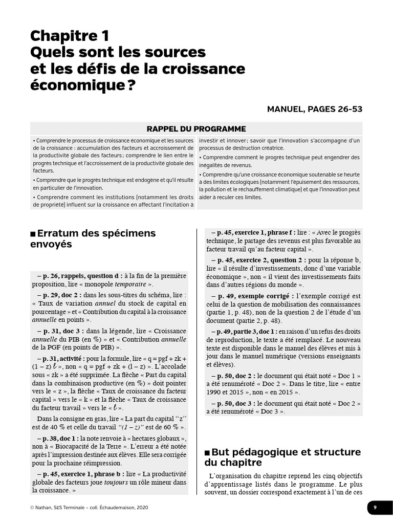 Sources et défis de la croissance économique | PDF | Croissance ...
