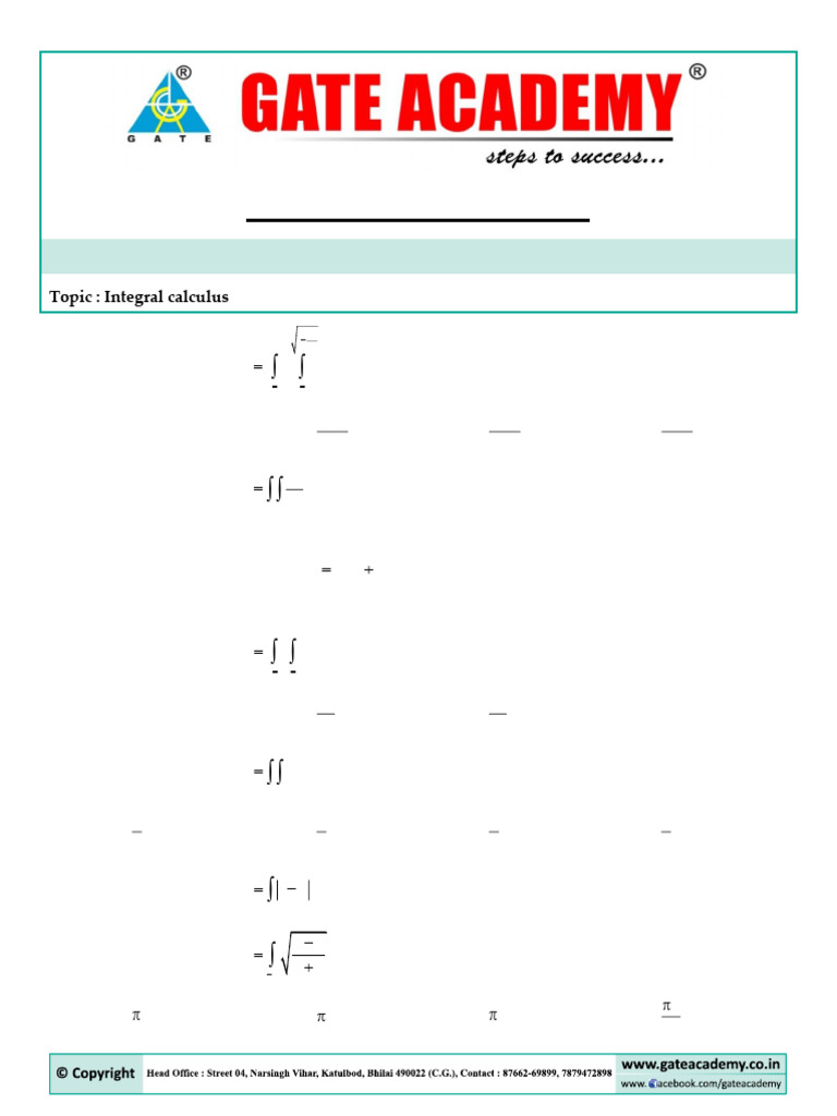 GATE 2025/26 Integral Calculus DPP 06 | PDF | Calculus | Analytic Geometry