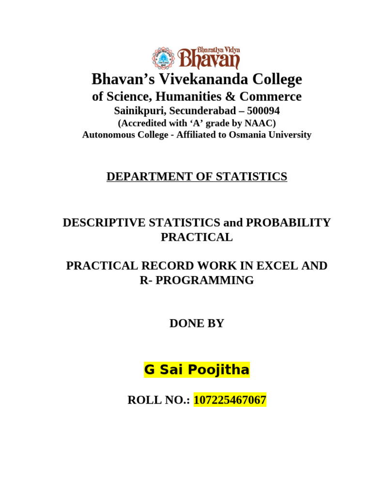 Descriptive Statistics & Probability Practical | PDF