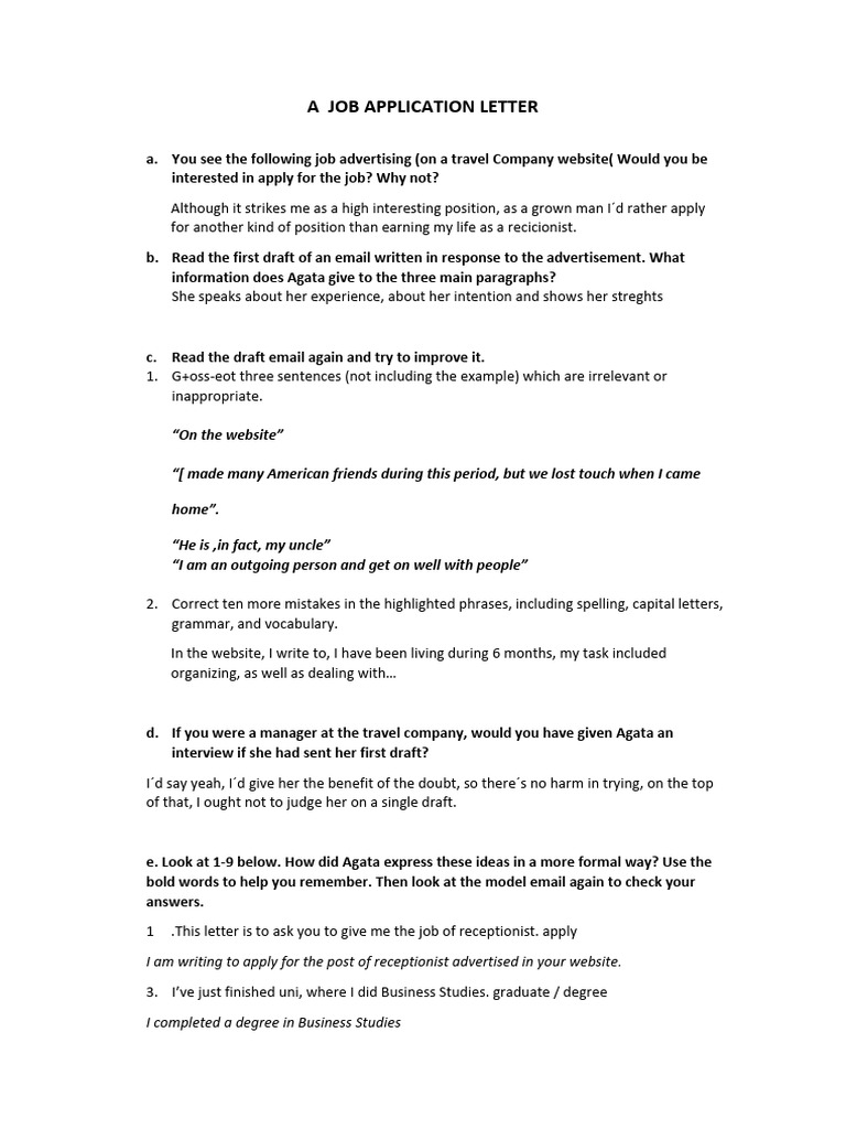 Job Application Email Draft Review | PDF