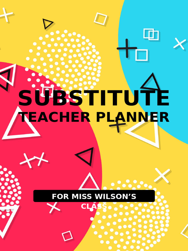 Substitute Teacher Planner in Colorful Funky Style | PDF