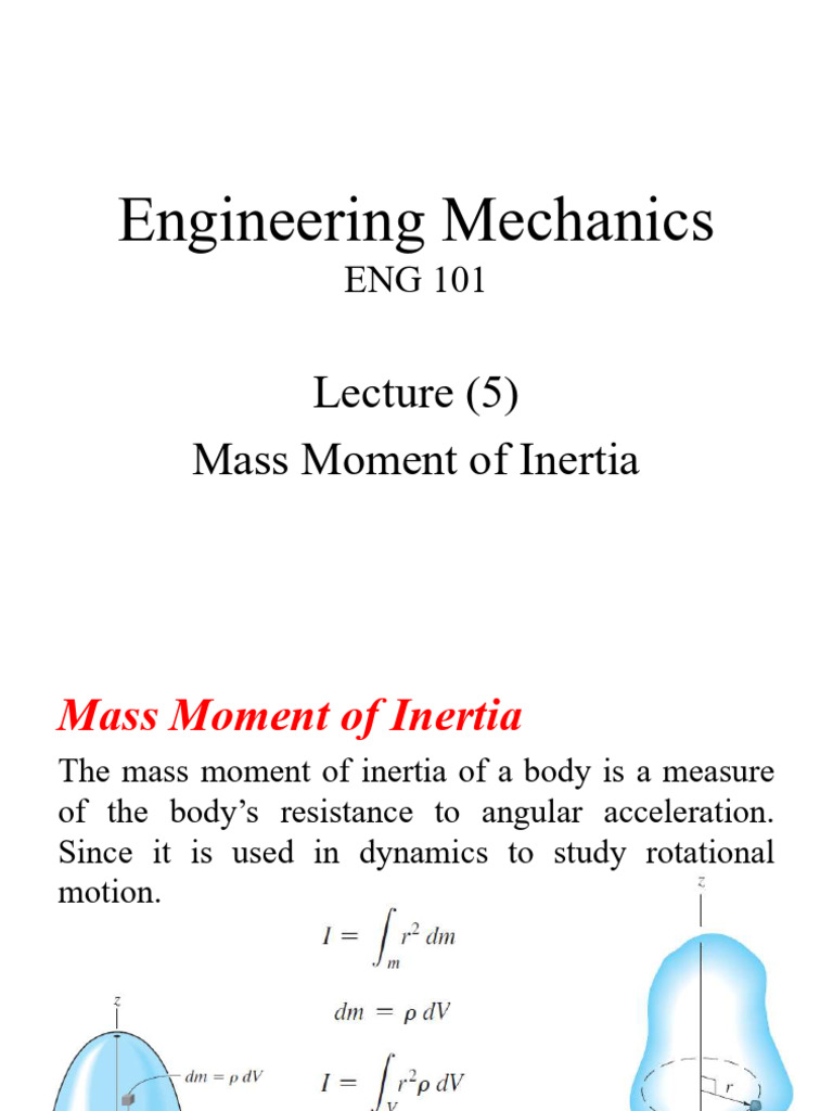 Mass Moment of Inertia in Engineering Mechanics | PDF
