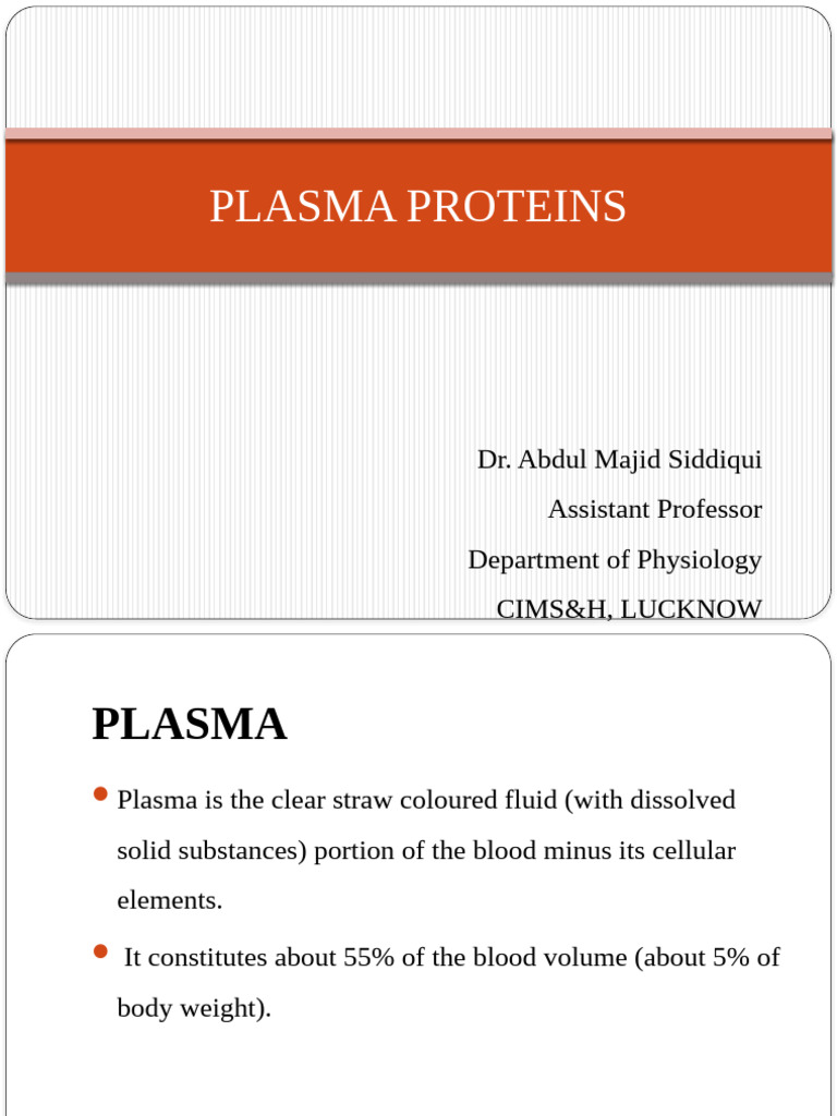 Overview of Plasma Proteins and Functions | PDF | Lipoprotein | Blood ...
