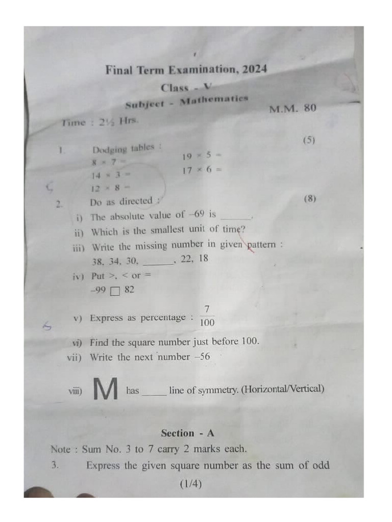 Class 5 Math-Assignment2 | PDF
