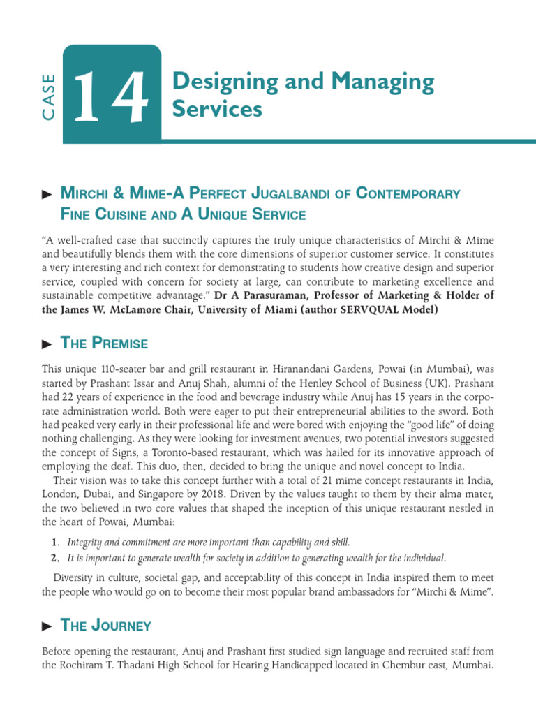 Ser MKTG Mirchi & MiMe - Designing and Managing Services | PDF | Menu