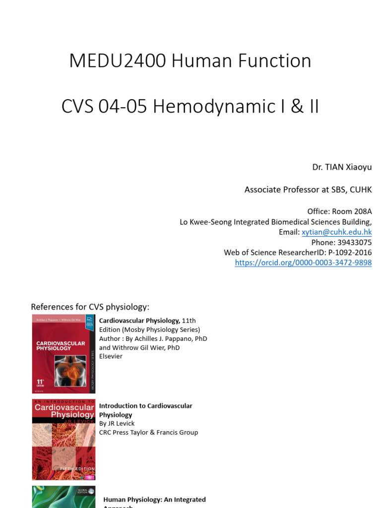 Hemodynamics: Flow, Pressure, Resistance | PDF | Blood Vessel | Artery