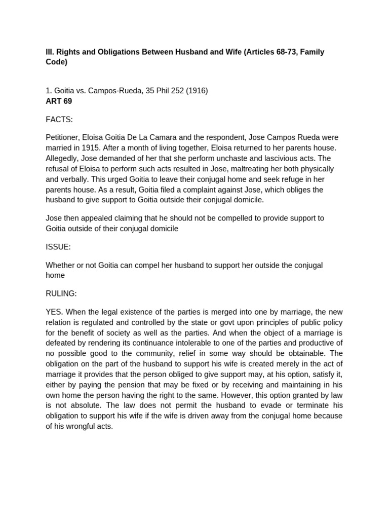 Rights and Obligations of Spouses in Marriage | PDF | Life Insurance ...