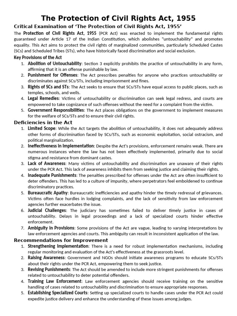 The Protection of Civil Rights Act | PDF | Crimes | Crime & Violence