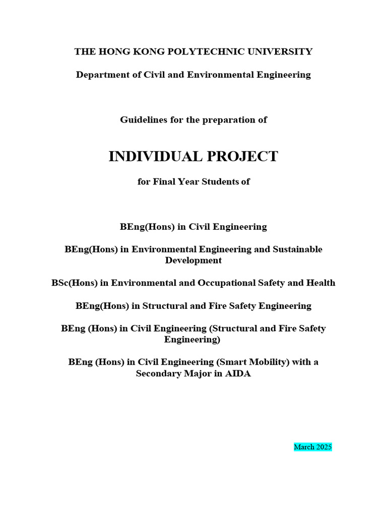 Guidelines For The Preparation of Individual Project For Final Year ...