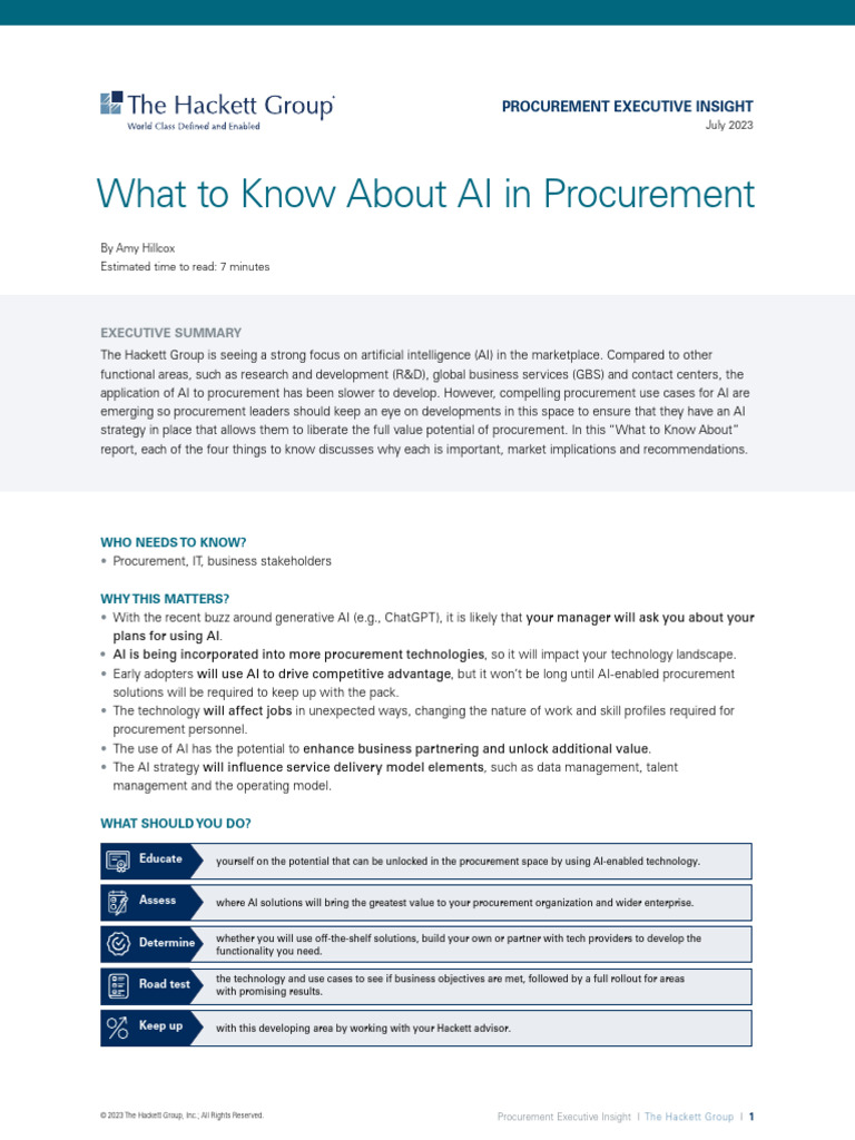 AI Use Cases in Procurement Insights | PDF | Artificial Intelligence ...