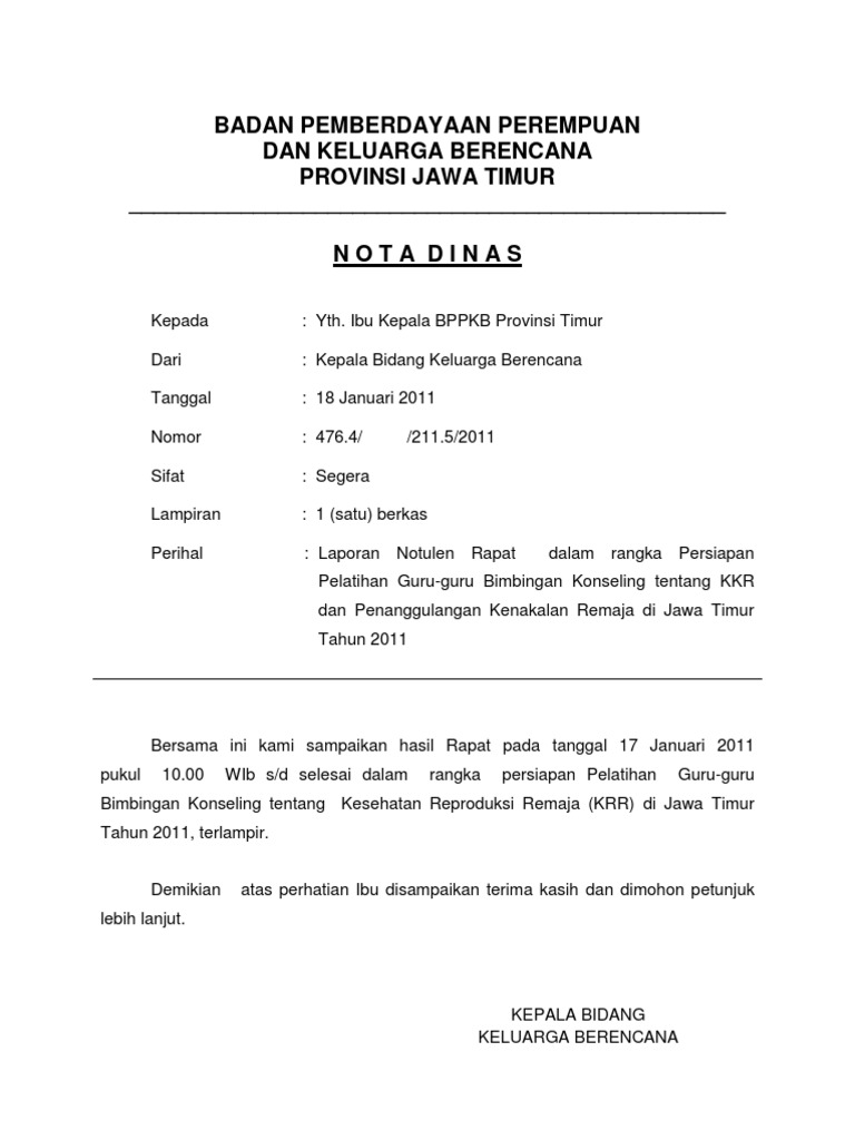 Nota Dinas Notulen Rapat 17 Januari