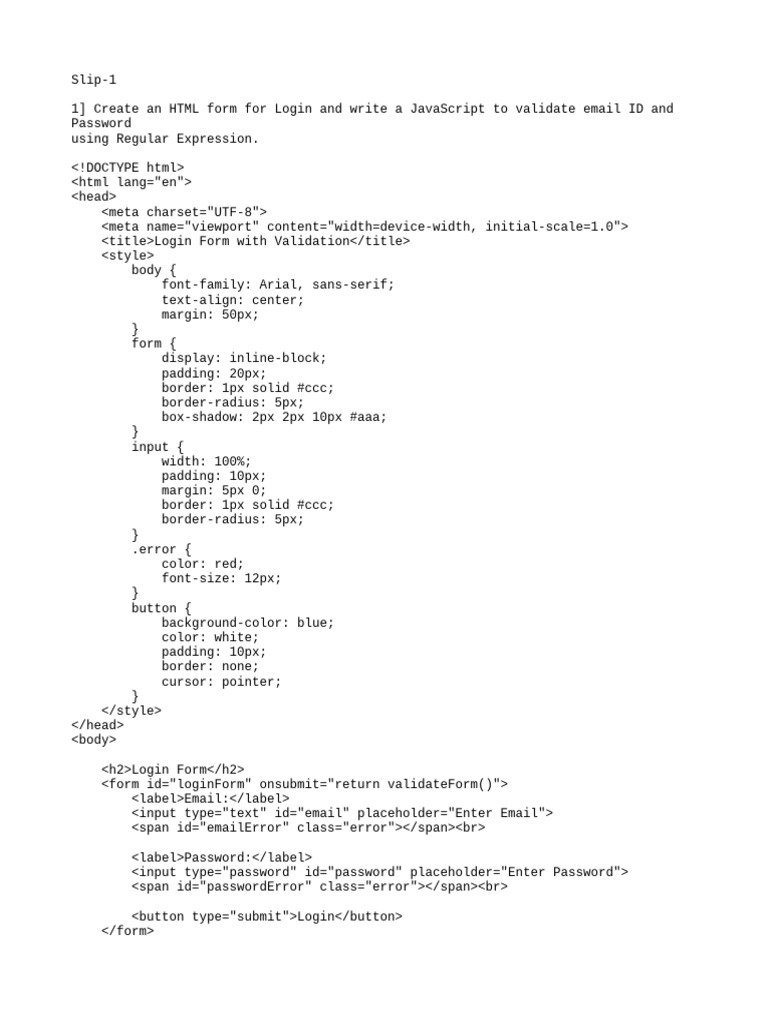 HTML Forms with JavaScript Validation | PDF | Angular Js | Java Script
