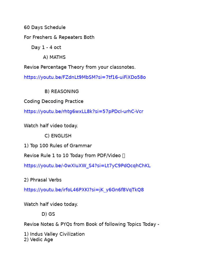 60 Days Schedule | PDF