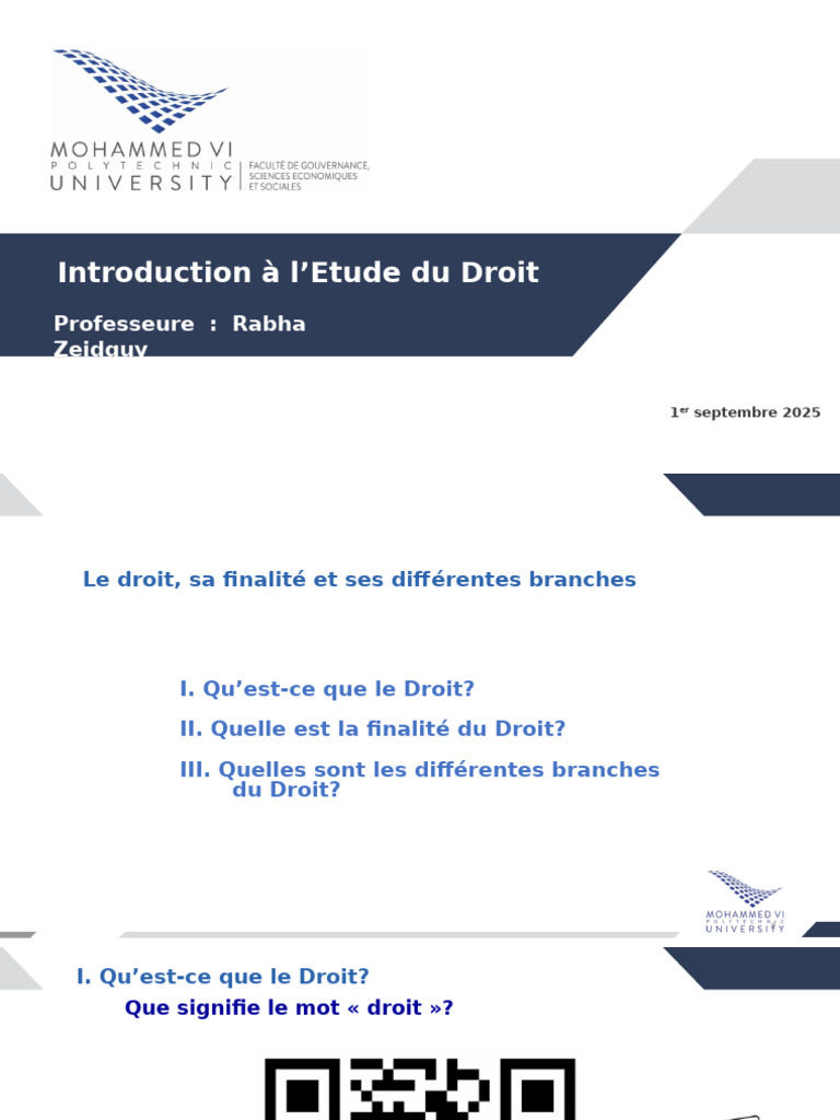 Le Droit Sa Finalité Et Ses Différentes Branches 1er Sptembre 2025 ...