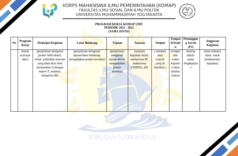 Format Lampiran Proker 2021-2022 | PDF