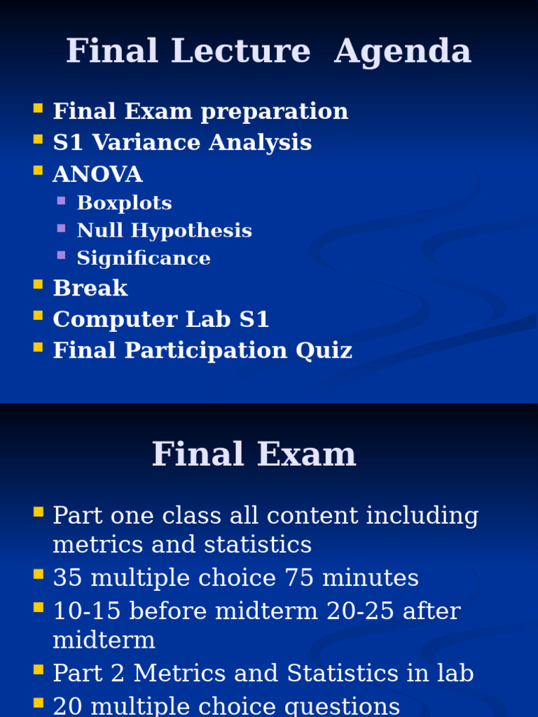 Final Exam Prep: ANOVA & T-tests | PDF | Student's T Test | Analysis Of ...