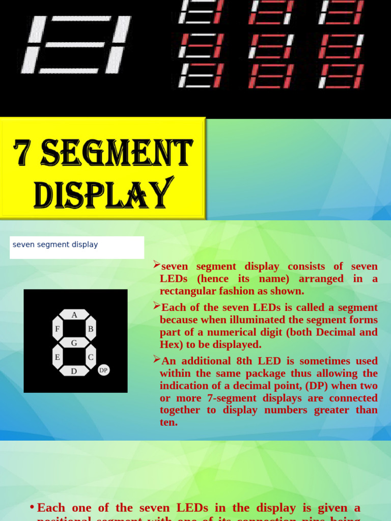 7-Segment Display Overview | PDF | Computer Engineering | Electrical ...