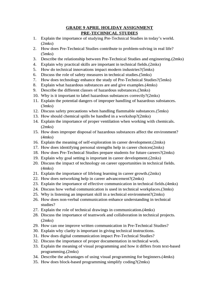 Grade 9 April Holiday Assignment | PDF | Computer Programming | Waste