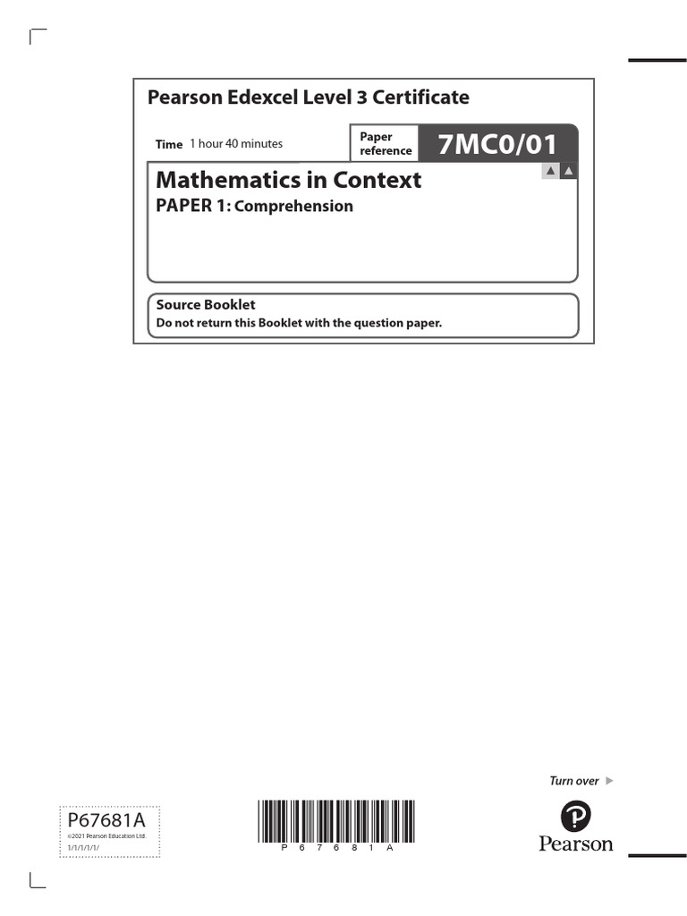 Mathematics in Context: Comprehension Paper | PDF | Mean | Probability ...