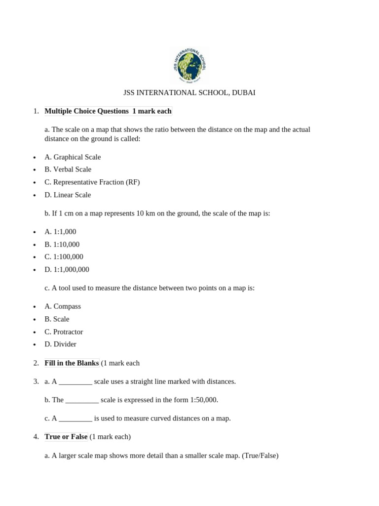 Map Scale Questions and Answers Guide | PDF