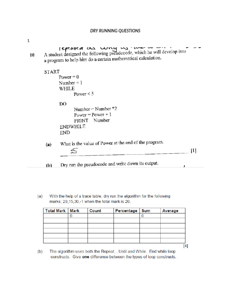 Dry Running Questions - 035529 | PDF