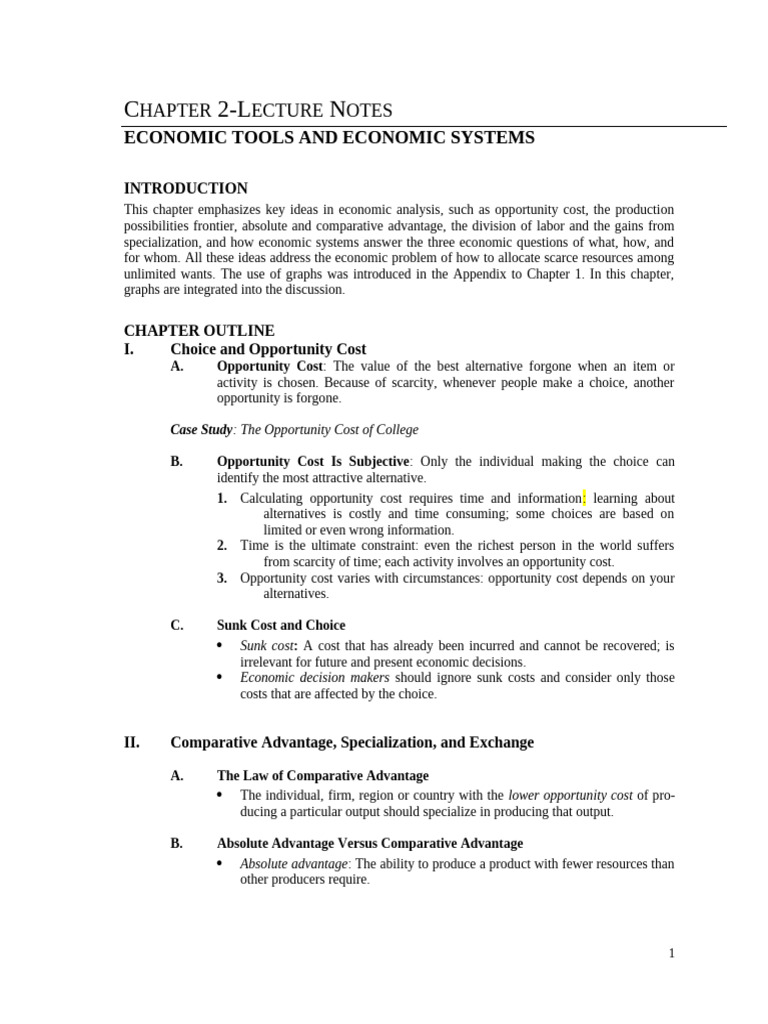 Ch. 2-EconomicsLecture Notes | PDF | Opportunity Cost | Economies